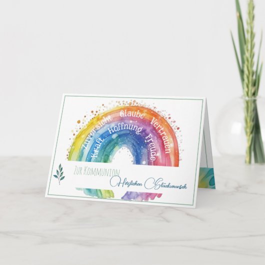 Glückwünsche zur Konfirmation/Kommunion Regenbogen Notitiekaartje (Voorkant)