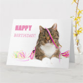 Glückwunschkarte Katze mit Luftschlangen Kaart (Gele Bloem)