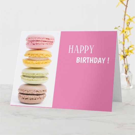 Glückwunschkarte Macarons Pastelfarben rosa Rahmen Kaart (Gele Bloem)