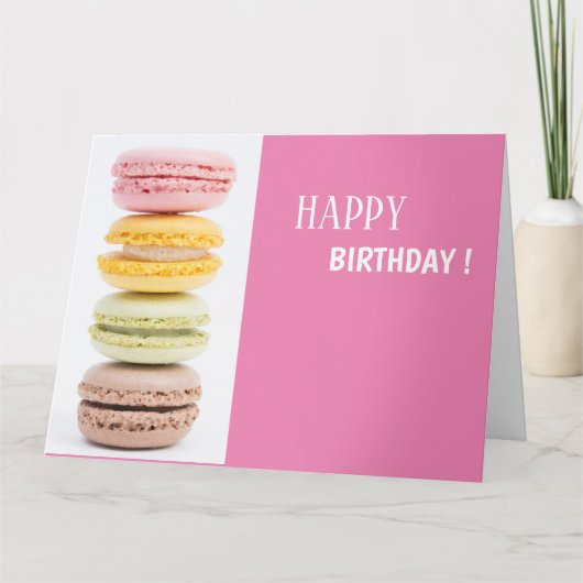 Glückwunschkarte Macarons Pastelfarben rosa Rahmen Kaart (Voorkant)
