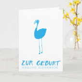 Glückwunschkarte zur Geburt: Flamingo blau Kaart (Gele Bloem)
