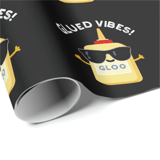 Glued Vibes Funny Glue Pun Dark BG Cadeaupapier (Rol Hoek)