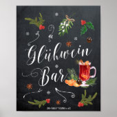 Gluhwein bar winter kerst bruiloft bord poster (Voorkant)
