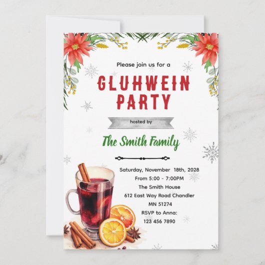 Gluhwein Party Christmas Party invitation Kaart (Voorkant)