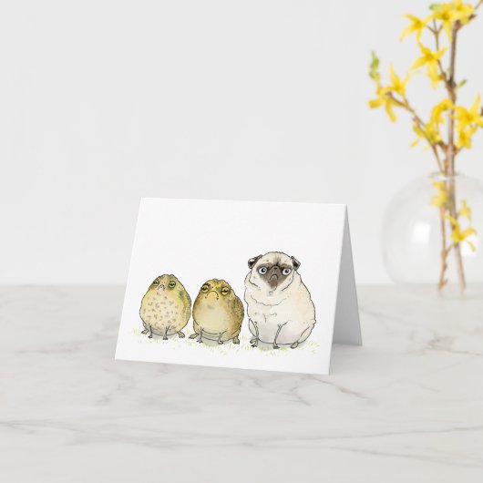 Glum Chums mopshond en paddenkaart Kaart (Gele Bloem)