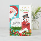 Glurende Kerstman Kerst Uitnodiging (Staand voorkant)