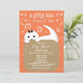 Glurende meisjesgeest oranje Halloween baby shower Kaart (Staand voorkant)