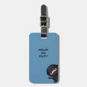 Glurende Ninja op Blauw Bagagelabel (Voorkant verticaal)