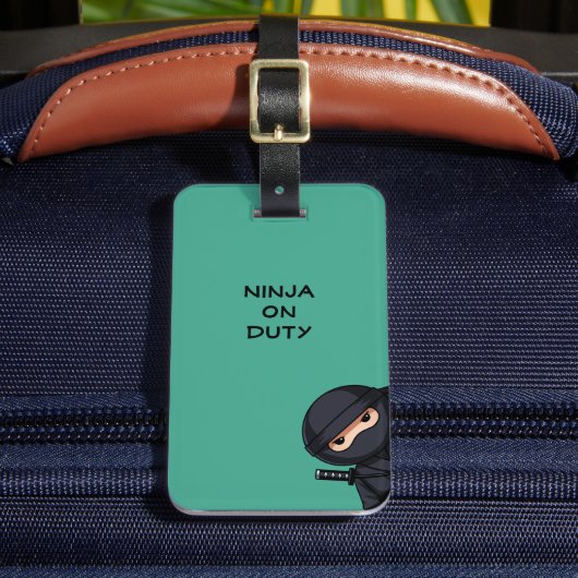 Glurende ninja op groen bagagelabel (Voorkant Insitu 2)