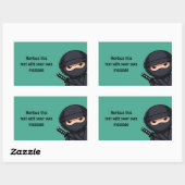 Glurende Ninja op Groen Rechthoekige Sticker (Vel)