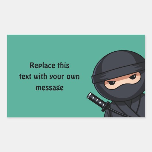 Glurende Ninja op Groen Rechthoekige Sticker (Voorkant)
