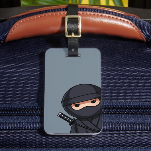 Glurende Ninja Warrior op grijs Bagagelabel (Voorkant Insitu 2)