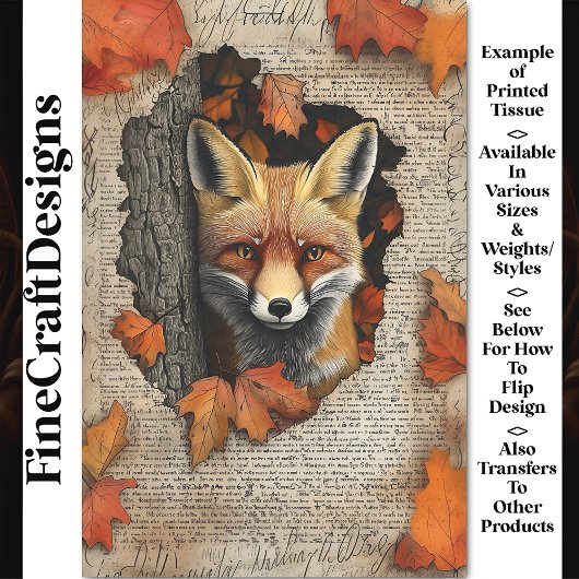 Glurende Vos Herfstbladeren Ephemera BK4 Decoupage Tissuepapier