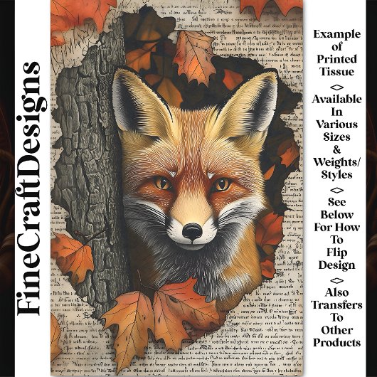 Glurende Vos Herfstbladeren Ephemera BK5 Decoupage Tissuepapier