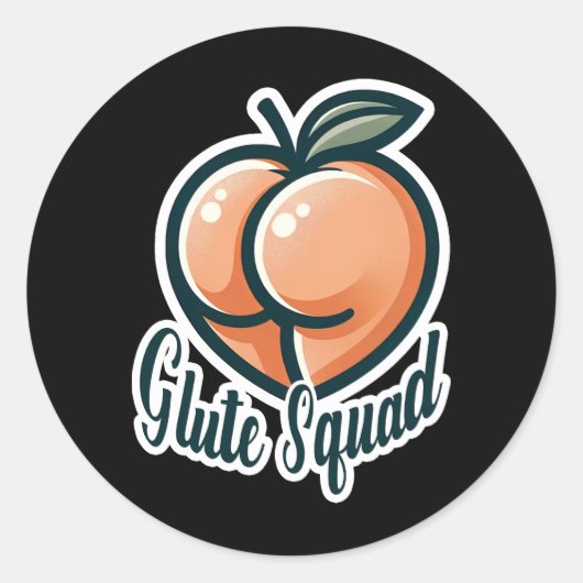 Glute Squad Peach Butt Glutes Gym Fitness Ronde Sticker (Voorkant)