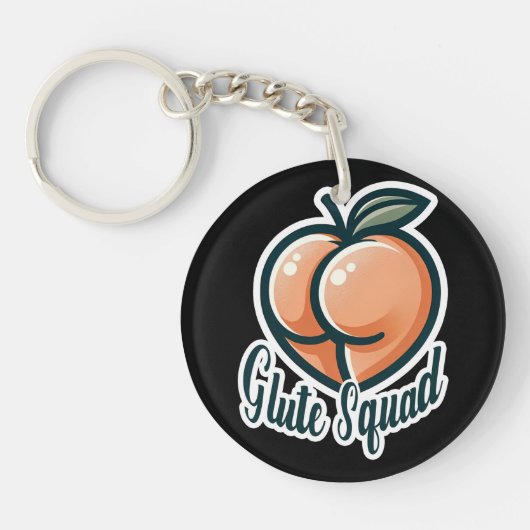 Glute Squad Peach Butt Glutes Gym Fitness Sleutelhanger (Voorkant)