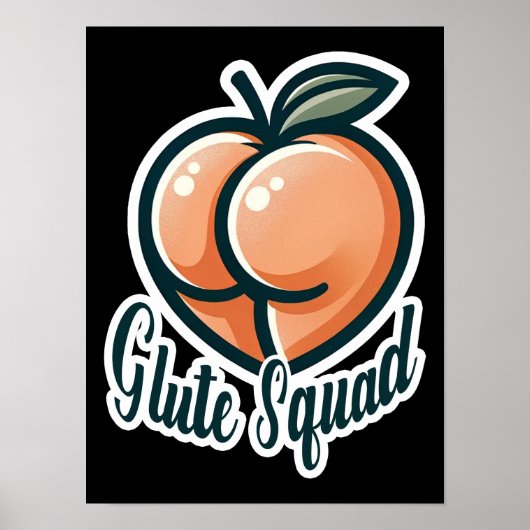 Glute Squad Perzik Billen Fitness Gym Poster (Voorkant)