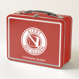 GLUTEN Alert Allergy & Name Metal Lunch Box