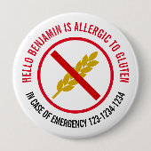 Gluten Allergie Badge Ronde Button 4,0 Cm (Voorkant)