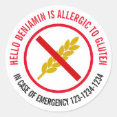 Gluten Allergy Ronde Sticker (Voorkant)