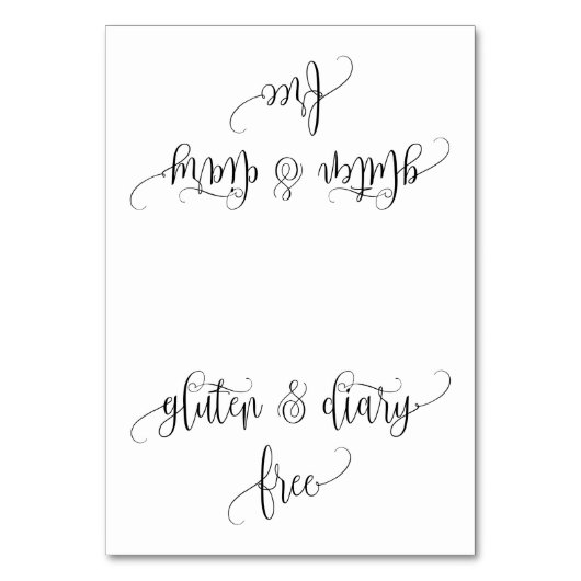 Gluten and Diary Free Table Tent card Kaart (Voorkant)