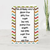 Gluten Dairy Sugar Soy Carb Free Funny Birthday Kaart (Voorkant)