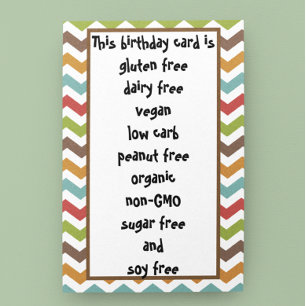 Gluten Dairy Sugar Soy Carb Free Funny Birthday Kaart