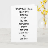 Gluten Dairy Sugar Soy Carb Free Funny Birthday Kaart (Gele Bloem)