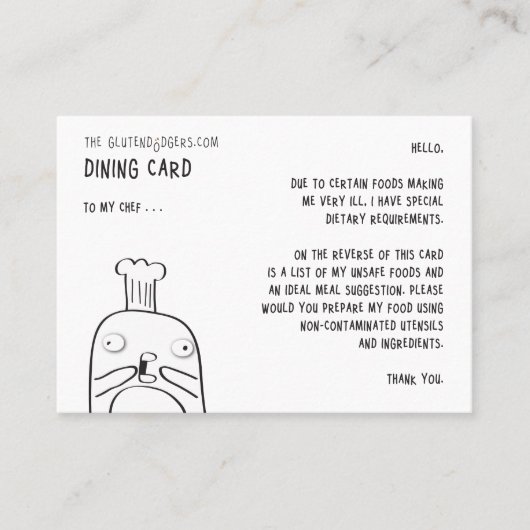 Gluten Dodger's mijnbouwkaart Visitekaartje (Voorkant)