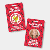 Gluten Food Allergy Alert Red Warning Badge (Voor- en achterkant)