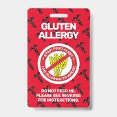 Gluten Food Allergy Alert Red Warning Badge (Voorkant)