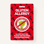 Gluten Food Allergy Alert Red Warning Badge (Voorkant)