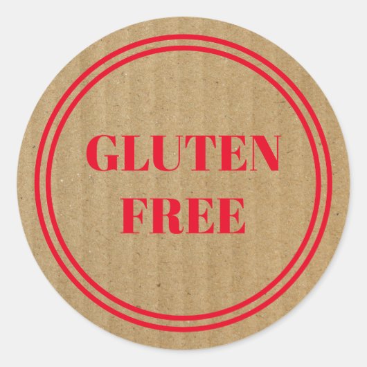 Gluten Free Allergy Safe Kraft Paper Simple Red Ronde Sticker (Voorkant)