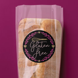 Gluten Free Bakery Whisk & WreatBlack & Roze Ronde Sticker