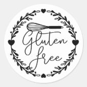 Gluten Free Bakery Whisk & Wreater Black & White Ronde Sticker (Voorkant)
