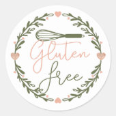 Gluten Free Bakery Whisk & Wreater Pink & Green Ronde Sticker (Voorkant)