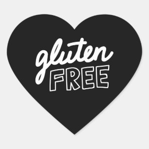 Gluten Free Black and White Typografie  Hart Sticker