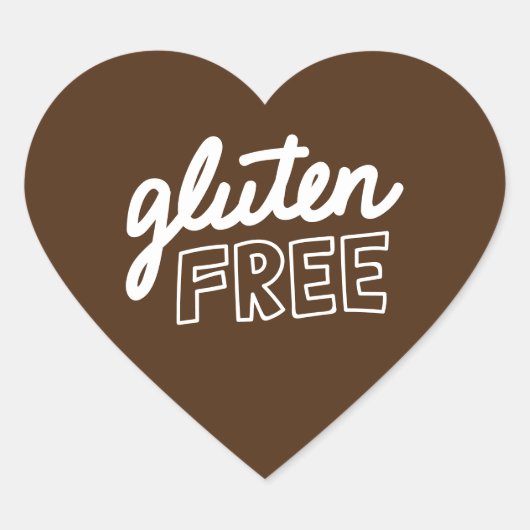 Gluten Free BR and White Typography Heart Sticker (Voorkant)