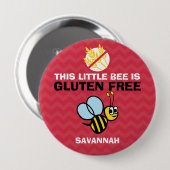 Gluten Free Bumble Bee Red Button for Celiac Alert (Voorkant /achterkant)