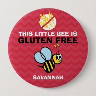 Gluten Free Bumble Bee Red Button for Celiac Alert