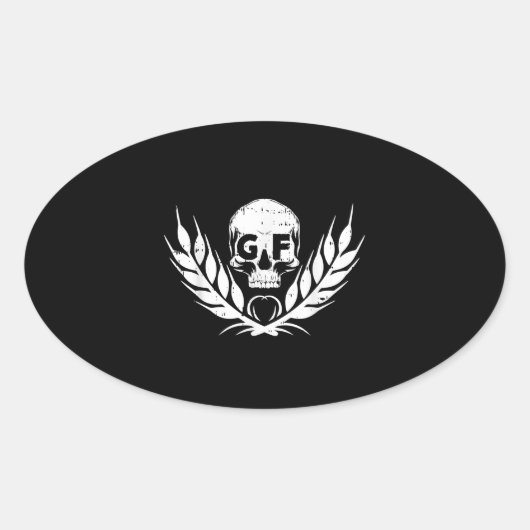 Gluten Free Cool Skull Warrior Gift Ovale Sticker (Voorkant)