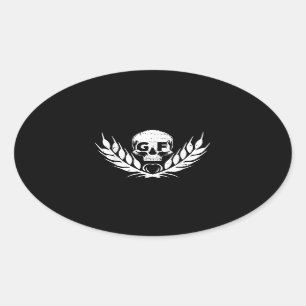 Gluten Free Cool Skull Warrior Gift Ovale Sticker