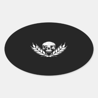 Gluten Free Cool Skull Warrior Gift Ovale Sticker