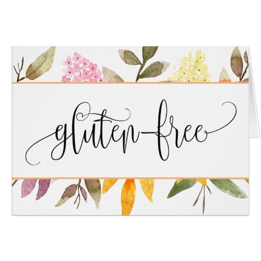 Gluten Free Floral Table Tent Card (Voorkant Horizontaal)