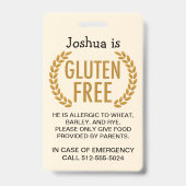 Gluten Free Food Allergy Warning Badge (Voorzijde)