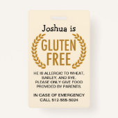 Gluten Free Food Allergy Warning Badge (Voorkant)
