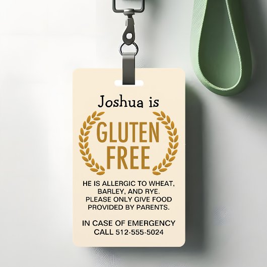 Gluten Free Food Allergy Warning Badge