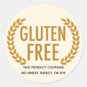 Gluten Free Food Allergy Warning Ronde Sticker (Voorkant)