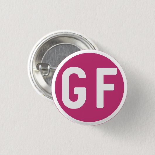Gluten Free GF Circle Magenta Roze Button (Voorkant /achterkant)