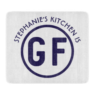 Gluten Free GF Circle Navy Blue Cutting Board Snijplank